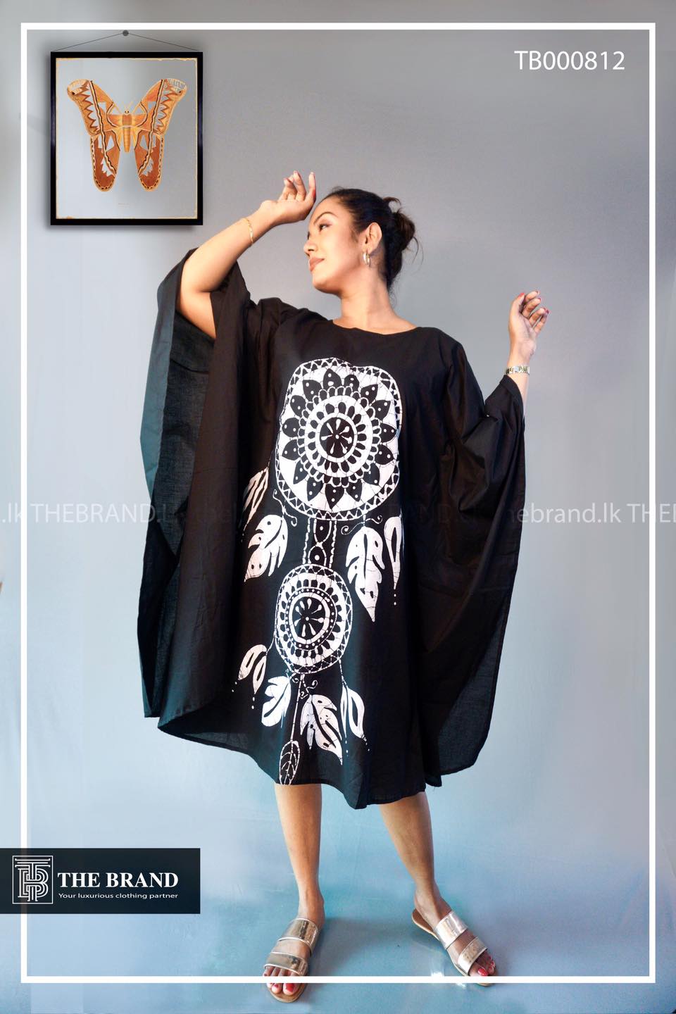 The Brand black batik kaftan