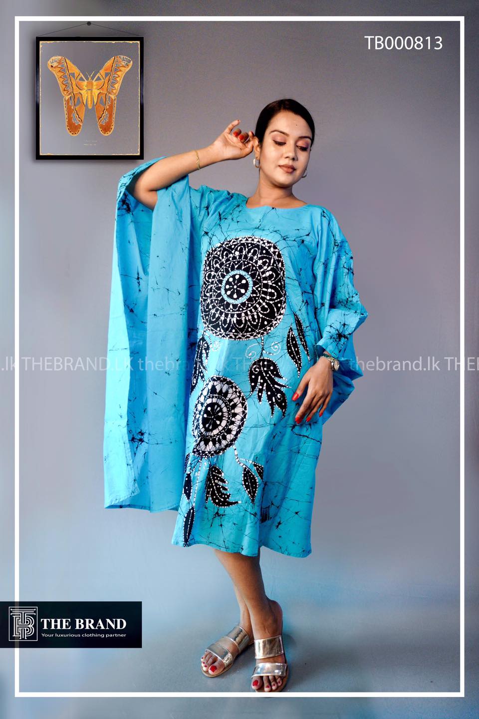 The Brand blue batik kaftan